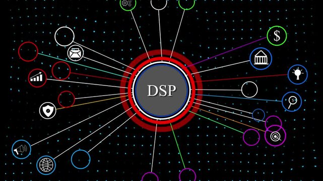 Glowing DSP - Demand Side Platform business, Technology, Internet and network concept.