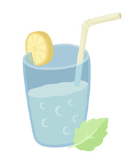Illustration with lemon mint drink