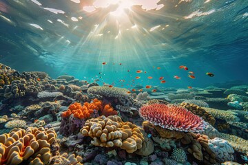 Obraz premium Coral reef with its inhabitants in the Red Sea
