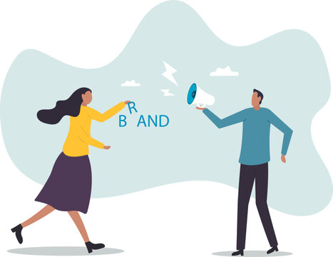 Build branding create brand awareness advertising, product or company value strategy, build reputation or identity for customer recognition concept,people concept.