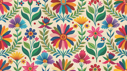Floral Embroidered Effect Fabric by the yards Vector Background 