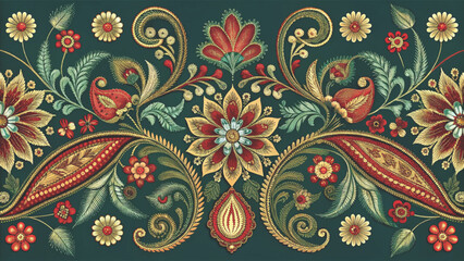 Floral Embroidered Effect Fabric by the yards Vector Background 