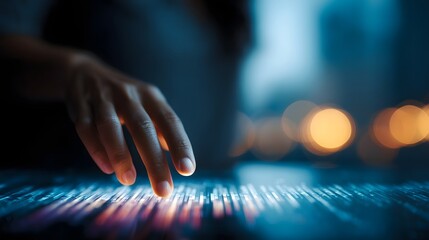 A hand hovers over a digital investment dashboard