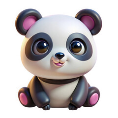 Adorable 3d rendered baby panda sitting happily isolated on white background