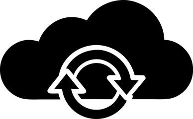 Black and White Cloud Synchronization Icon