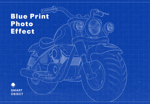 Blue Print Photo Effect