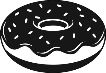 Donut with Sprinkles Icon Black and White Vector