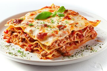 Ultra Hd Image of Traditional Italian Lasagna Isolated on White