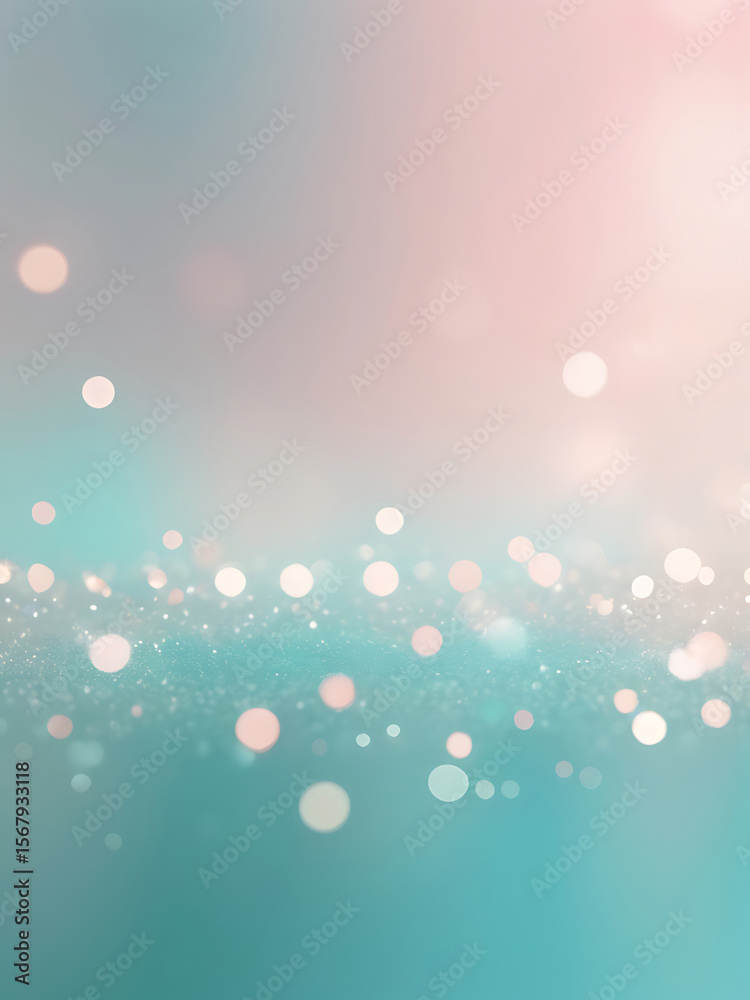 Wall mural abstract dreamy blue background with soft glowing sparkles, smooth gradient texture, elegant bokeh l