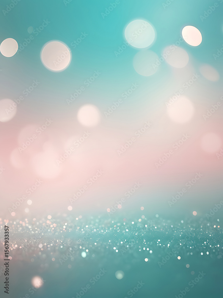 Wall mural abstract dreamy blue background with soft glowing sparkles, smooth gradient texture, elegant bokeh l