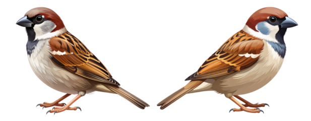  Realistic sparrow bird side profile vector isolated on transparent background PNG