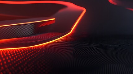 Abstract glowing red lines on dark surface