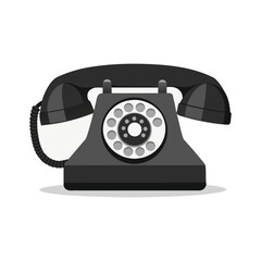 Vector art of vintage rotary telephone with shadow isolated on white background