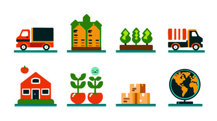 Fototapeta premium Agriculture farming delivery transport logistics global business farm house plants trees