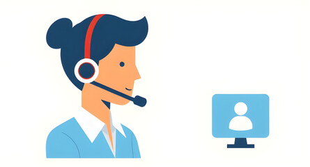 Customer service representative, Call center agent, Support representative, Help desk staff, Tech support person, Customer care, Call center operator, Online support agent, Phone support, Headset with