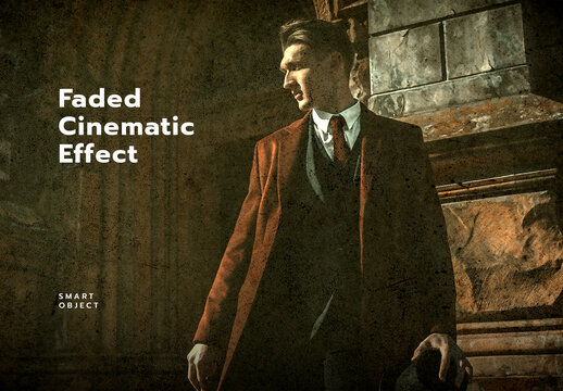 Faded Cinematic Photo Effect Mockup