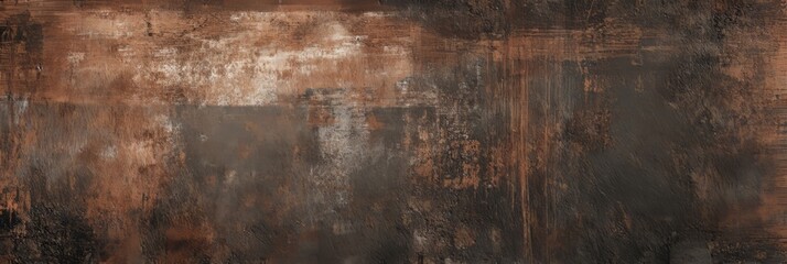 Obraz premium A weathered metal texture is showcased in a rusty orange brown hue, creating a rustic background design and grunge backdrop, with an aged material surface that reflects an industrial aesthetic,