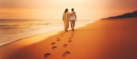 Spiritual Journey with Jesus on a Quiet Ocean Shore © ana