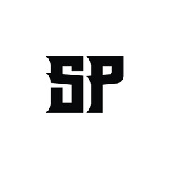 Obraz premium SP monogram logo design letter text name symbol monochrome logotype alphabet character simple logo