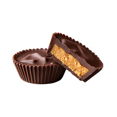 Chocolate peanut butter cups isolated die-cut