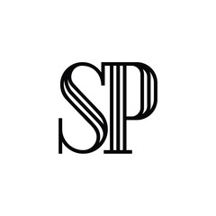 SP monogram logo design letter text name symbol monochrome logotype alphabet character simple logo