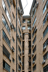 Trapezoidal Courtyard Inside Washington Apartments, Historic Residential Block in Shanghai French...