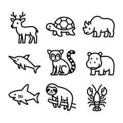 Cute Animal Doodle Collection in Hand Drawn Childlike Scribble Style – Transparent Background