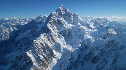 Obraz premium Majestic snowcapped mountain range aerial view winter landscape high altitude scenery