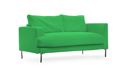 Green sofa isolated on white. Furniture for living room interior