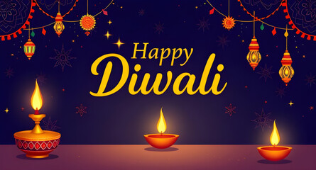 Naklejka premium Happy Diwali greeting card, Diwali card design, Festival of Lights card, Diwali wishes card, Diwali celebration card, Diwali invitation, Diwali lamp card, Diwali diya greeting, Indian festival card, H