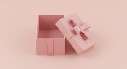 Gentle blush tone surprise parcel unveiling its inner emptiness and graceful bow