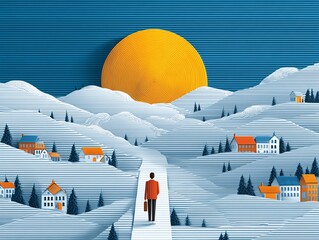 A person walking on a snow-covered path.