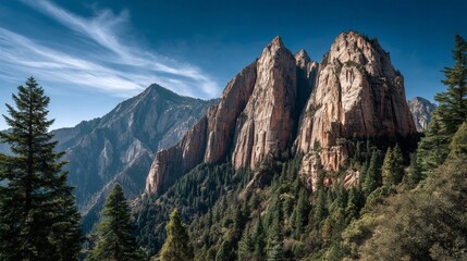 Majestic Rocky Mountains Under Clear Blue Sky