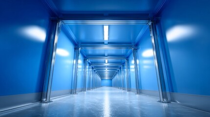 Modern Storage Facility Interior with Blue Walls