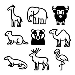Cute Animal Doodle Collection in Hand Drawn Childlike Scribble Style – Transparent Background