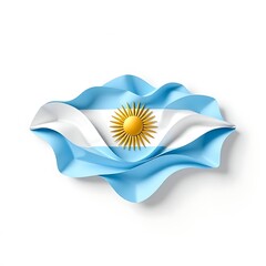 Abstract 3D folded paper with Argentina flag colors and sun