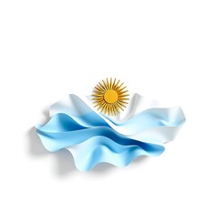 Abstract 3D folded paper with Argentina flag colors and sun