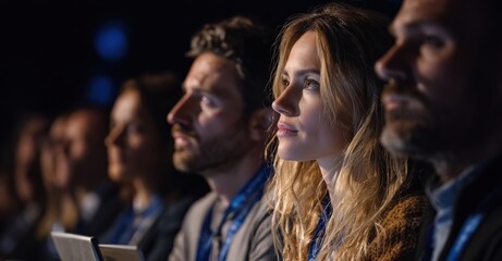 Diverse audience attentively listening to a speaker at a conference or seminar, showcasing engaged professionals learning and networking in a focused environment.
