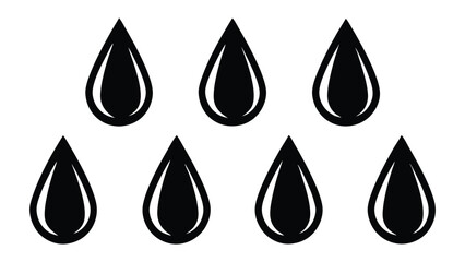 Black Silhouette Water Drop Vector Icon Set for Nature Design Projects