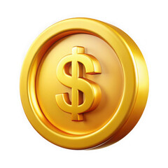 Fototapeta premium Golden dollar coin icon isolated on transparent background