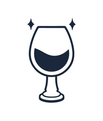 Blue Outline Wine Glass Vector Icon Set for Celebration Design Projects