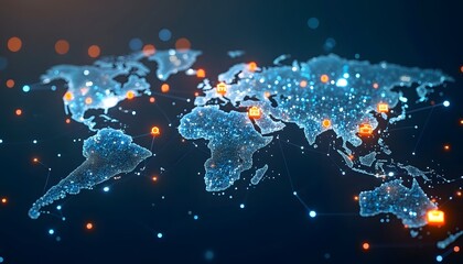 Global Network Connection: Digital World Map