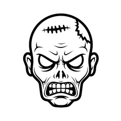 Creepy Zombie Head - Horror Illustration