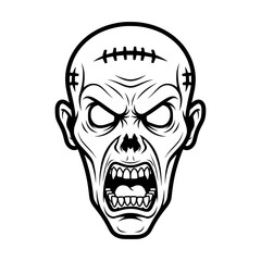 Fototapeta premium Creepy Zombie Head - Horror Illustration