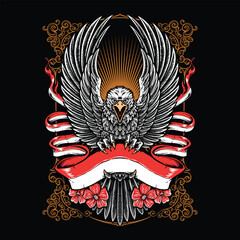 flying eagle holding indonesian flag