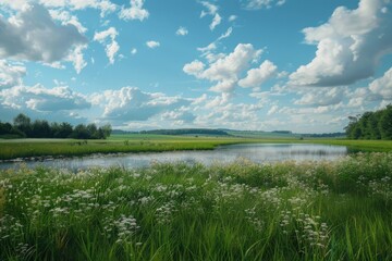 Flawless Visual of Natural Grassland Lake Photography