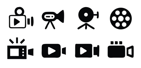 Obraz premium Dynamic Black Vector Icon Set for Video and Film Design
