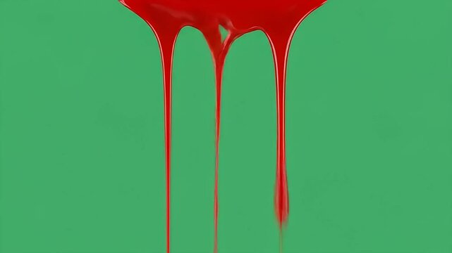 Red Dripping Blood Liquid Green Screen Effect