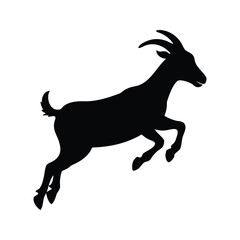 Silhouette of a jumping goat on a white background for design projects
