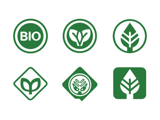 Sustainable Vector Icon Set with Green Eco Labels